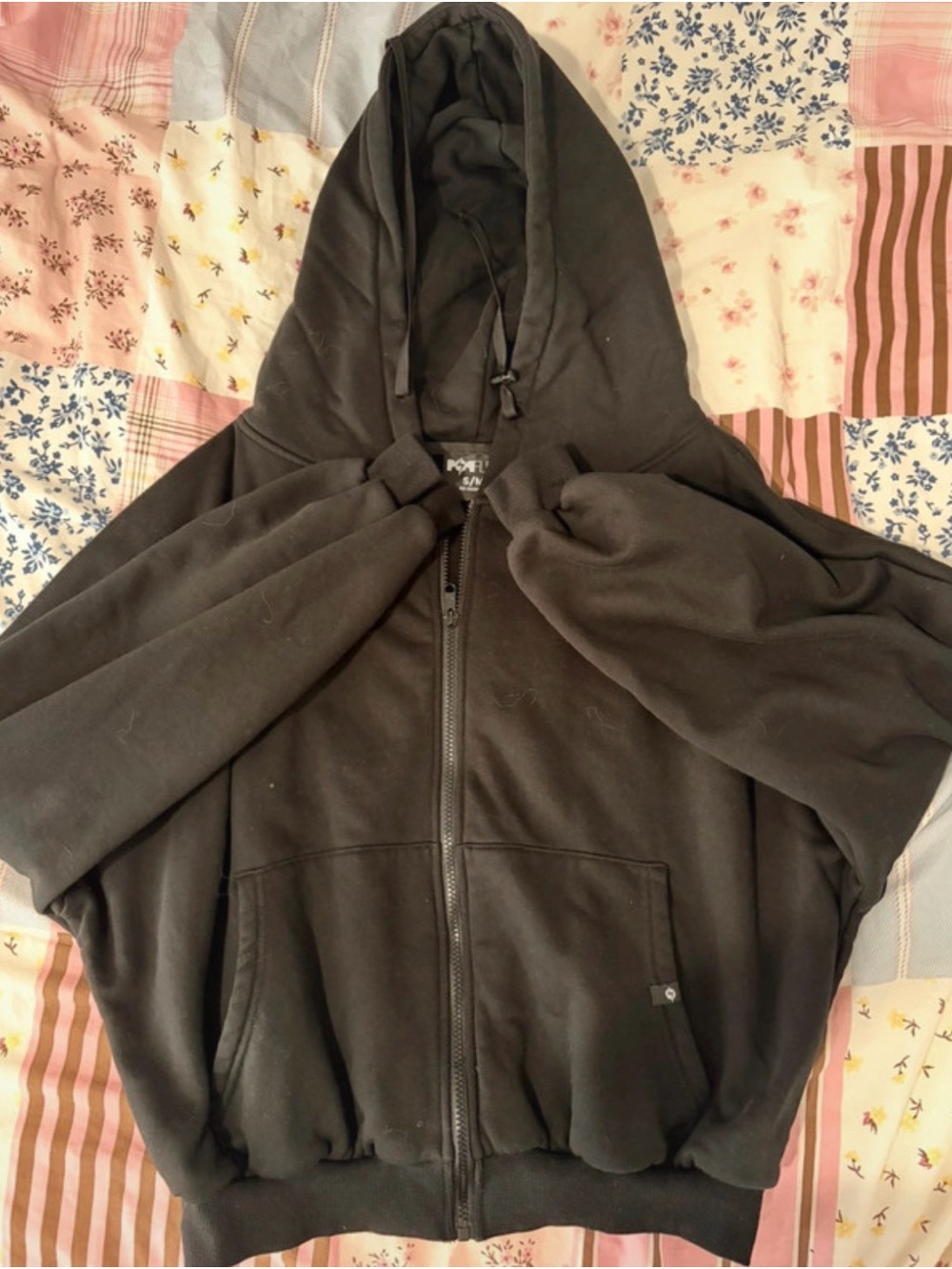 POPFLEX Black Zip-Up Hoodie Sweater